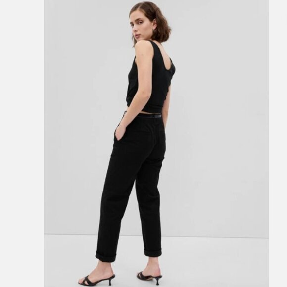 GAP High Rise Girlfriend Khakis Black Stretch Twill Pants Size 0 #819959 $60 NWT - Picture 3 of 12